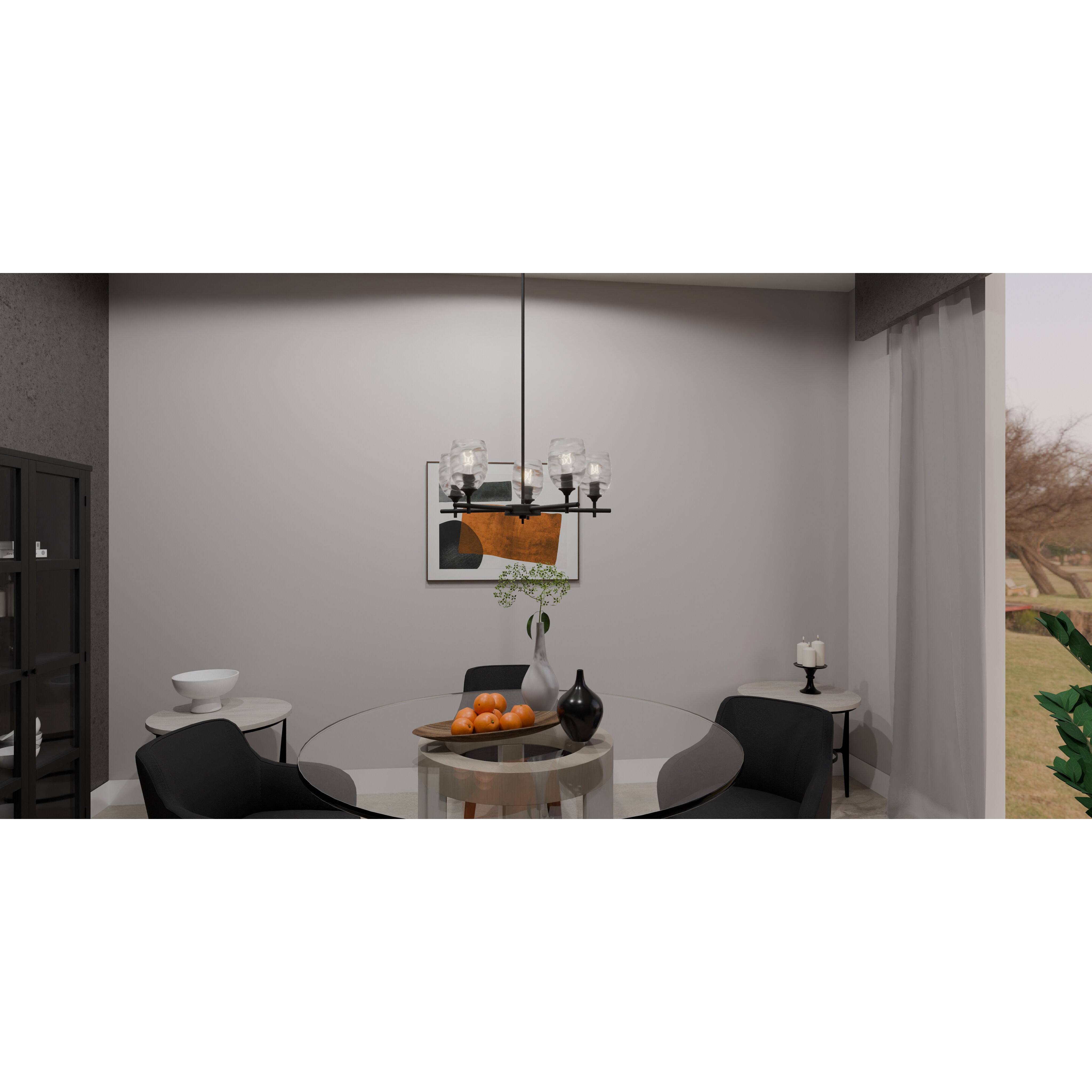 Lucy 5 Light 25 inch Matte Black Chandelier Ceiling Light