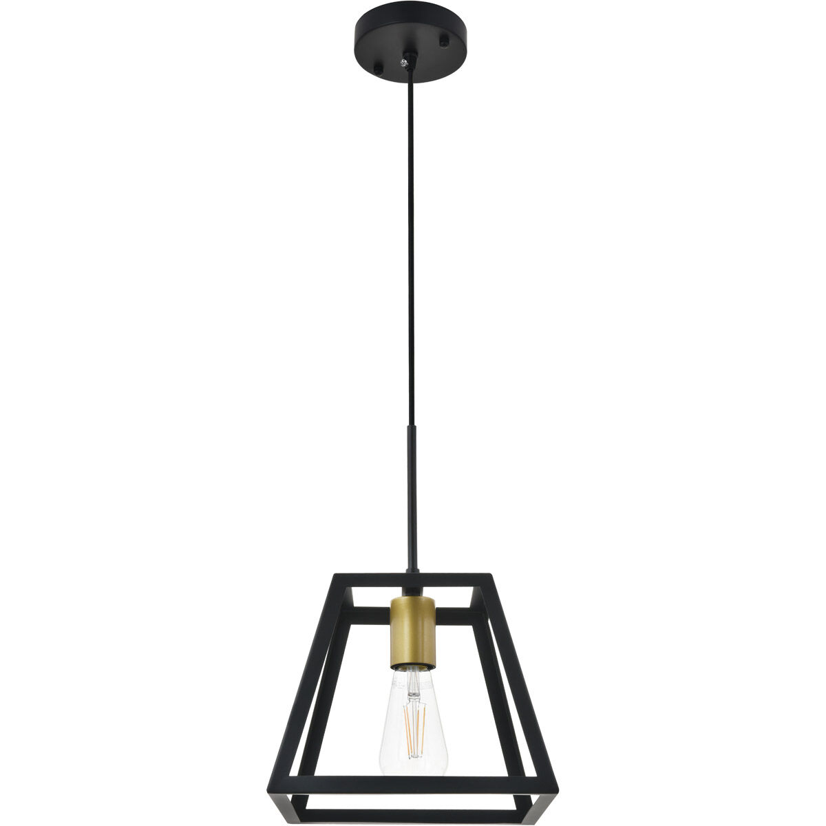 Resolute 1 Light 9 inch Brass and Black Pendant Ceiling Light