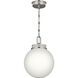 Andorra 1 Light Polished Nickel Pendant Ceiling Light