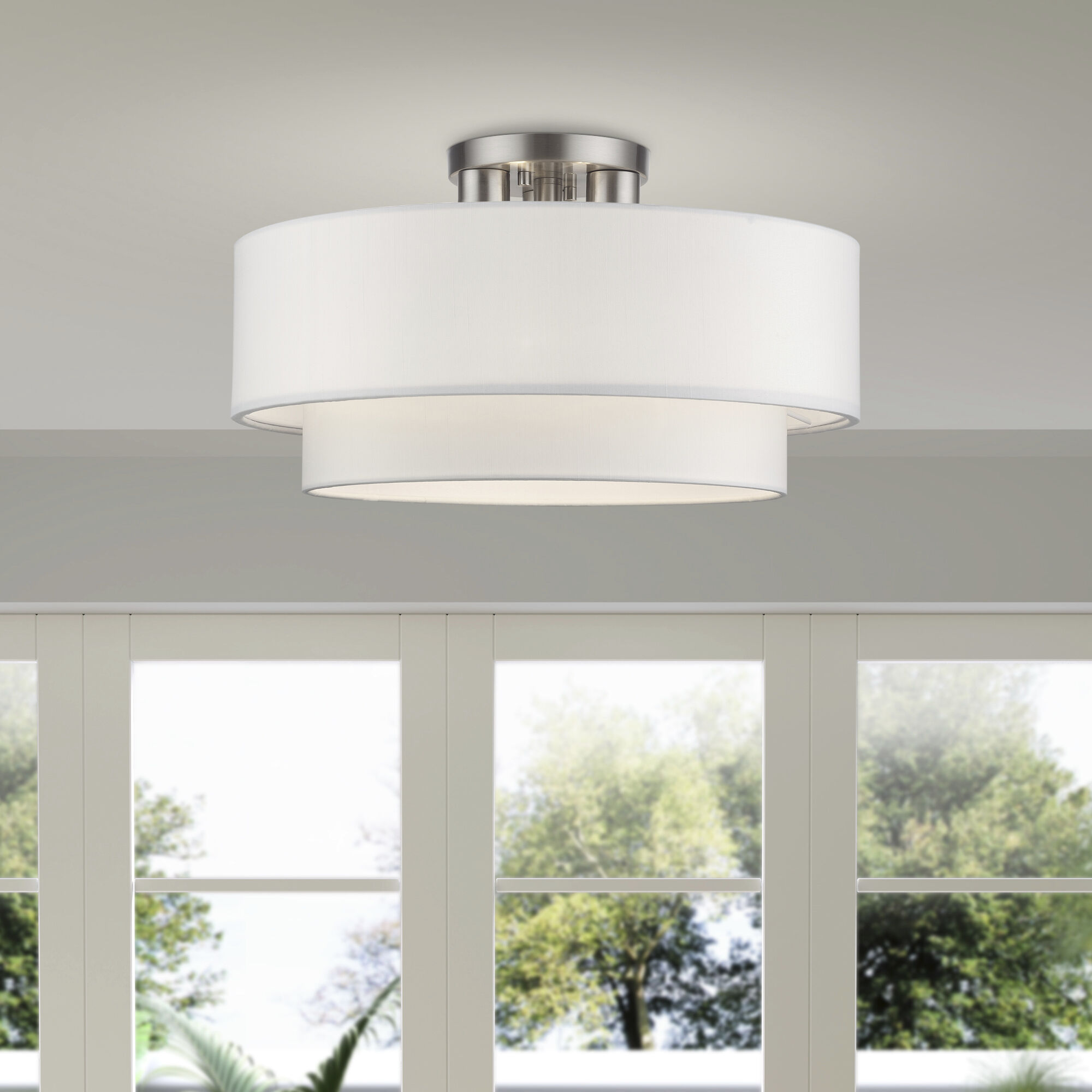 Manorwood 3 Light 18 inch Brushed Nickel Semi-Flush Ceiling Light