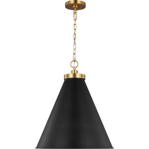 C&M by Chapman & Myers Wellfleet 1 Light 19.5 inch Midnight Black and Burnished Brass Pendant Ceiling Light in Midnight Black / Burnished Brass
