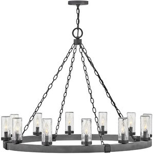 Open Air Sawyer LED 38 inch Aged Zinc with Distressed Black Outdoor Hanging