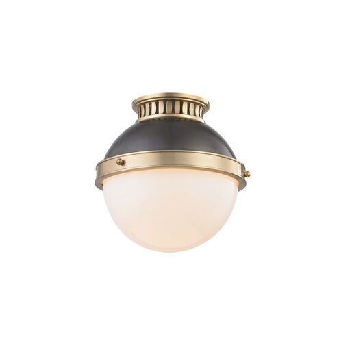 Latham 1 Light 9.5 inch Aged/Antique Distressed Bronze Flush Mount Ceiling Light