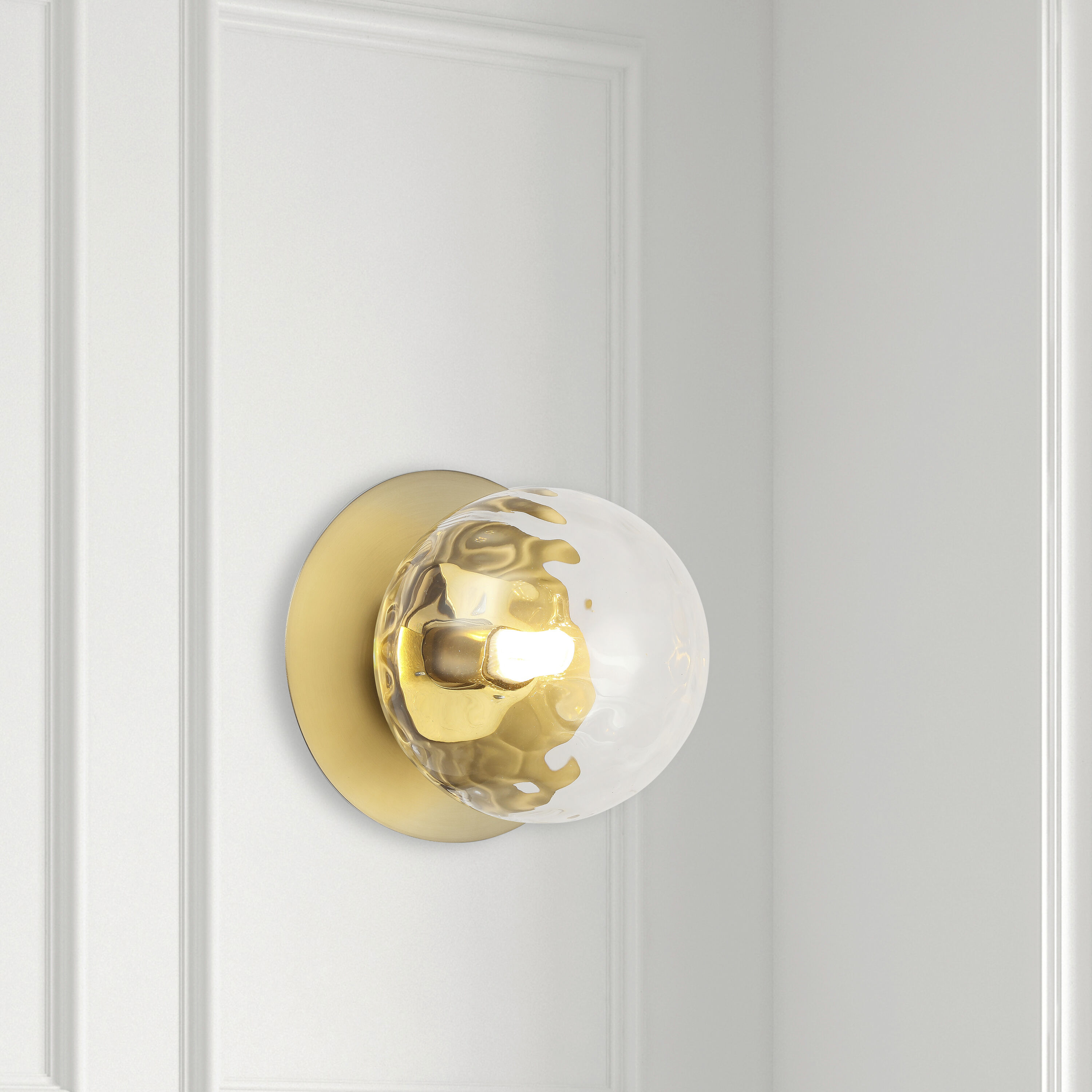 Burlat Wall Sconce Wall Light in Aged Brass, Clear
