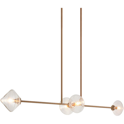 Novo 4 Light 12.75 inch Aged Gold Brass Pendant Ceiling Light in Aged Gold Brass and Clear