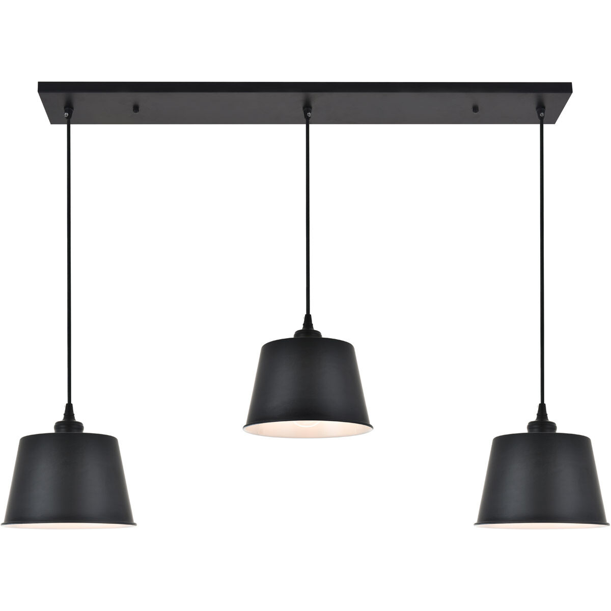 Nota 3 Light 41 inch Black Pendant Ceiling Light