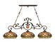 Dragonfly 3 Light 55 inch Antique Golden Sand Island Ceiling Light