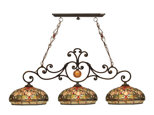 Dragonfly 3 Light 55 inch Antique Golden Sand Island Ceiling Light