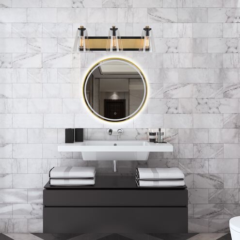 Treviso 3 Light 26 inch Black and Brass Vanity Light Wall Light