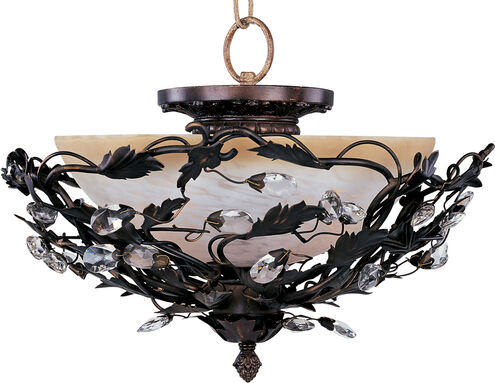 Elegante 3 Light 17 inch Oil Rubbed Bronze Semi Flush Mount Ceiling Light