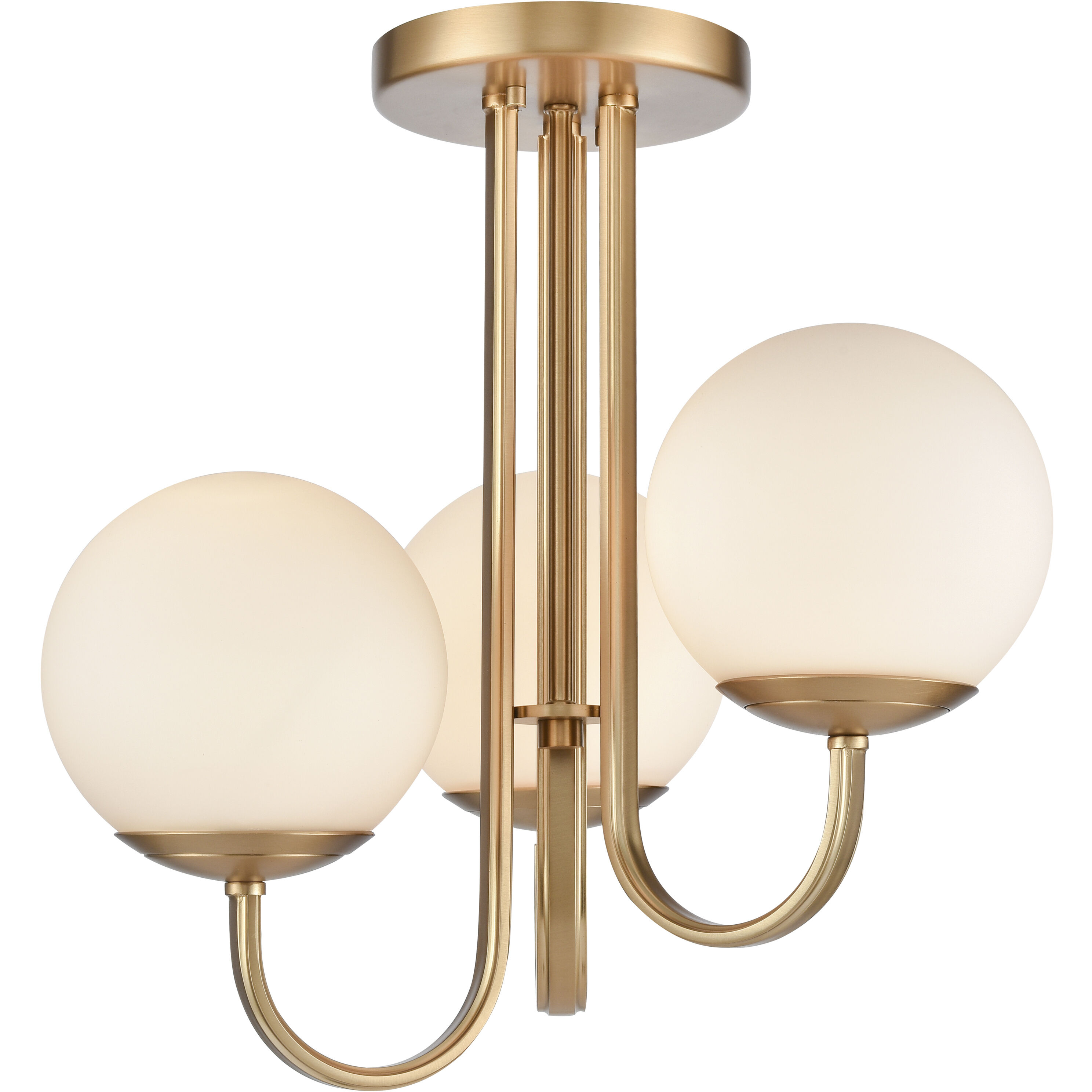 Caroline 3 Light 16 inch Brushed Gold Semi Flush Mount Ceiling Light