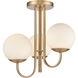 Caroline 3 Light 16 inch Brushed Gold Semi Flush Mount Ceiling Light