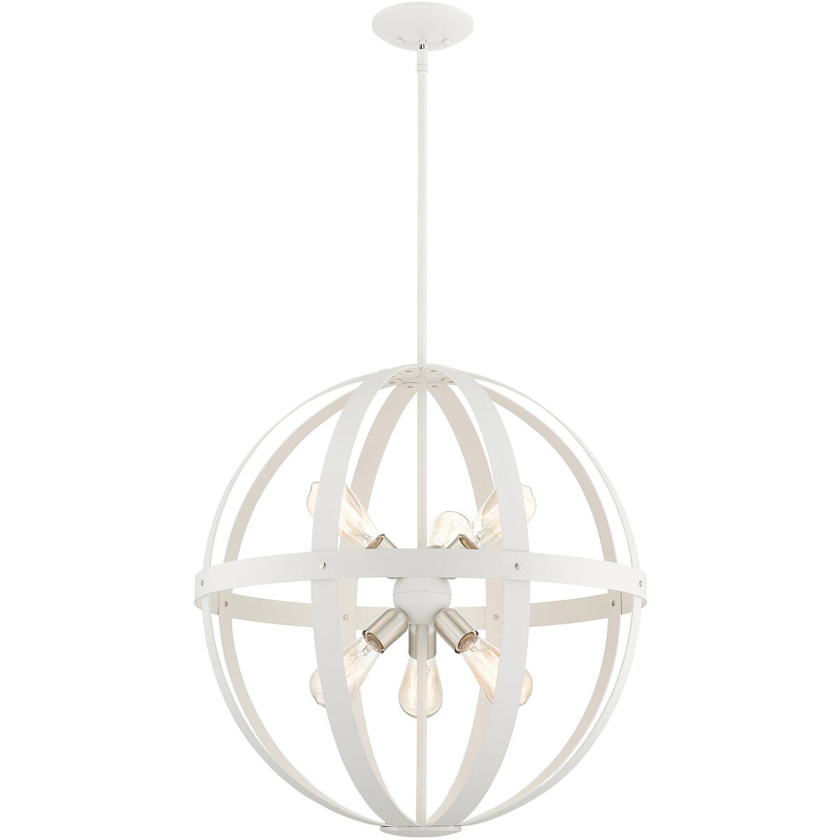 Stoneridge 6 Light 24 inch Textured White with Brushed Nickel Finish Cluster Pendant Chandelier Ceiling Light