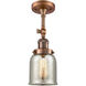 Franklin Restoration Small Bell LED 5 inch Antique Copper Sconce Wall Light in Silver Plated Mercury Glass, Franklin Restoration