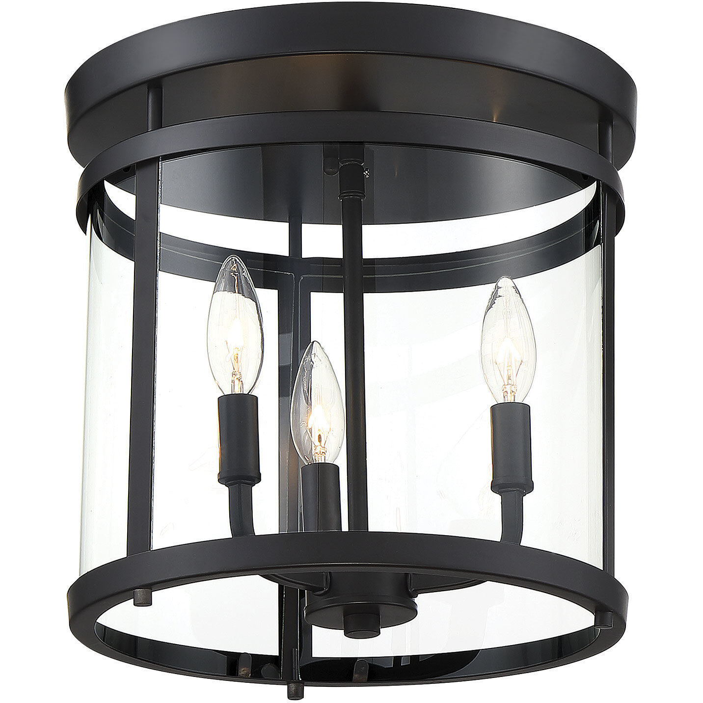 Penrose 3 Light 12.5 inch Black Semi-Flush Ceiling Light, Essentials