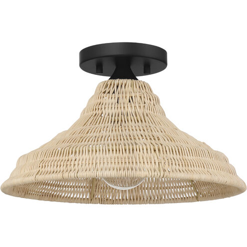Agoura 1 Light 14 inch Matte Black Flush Mount Ceiling Light, Medium