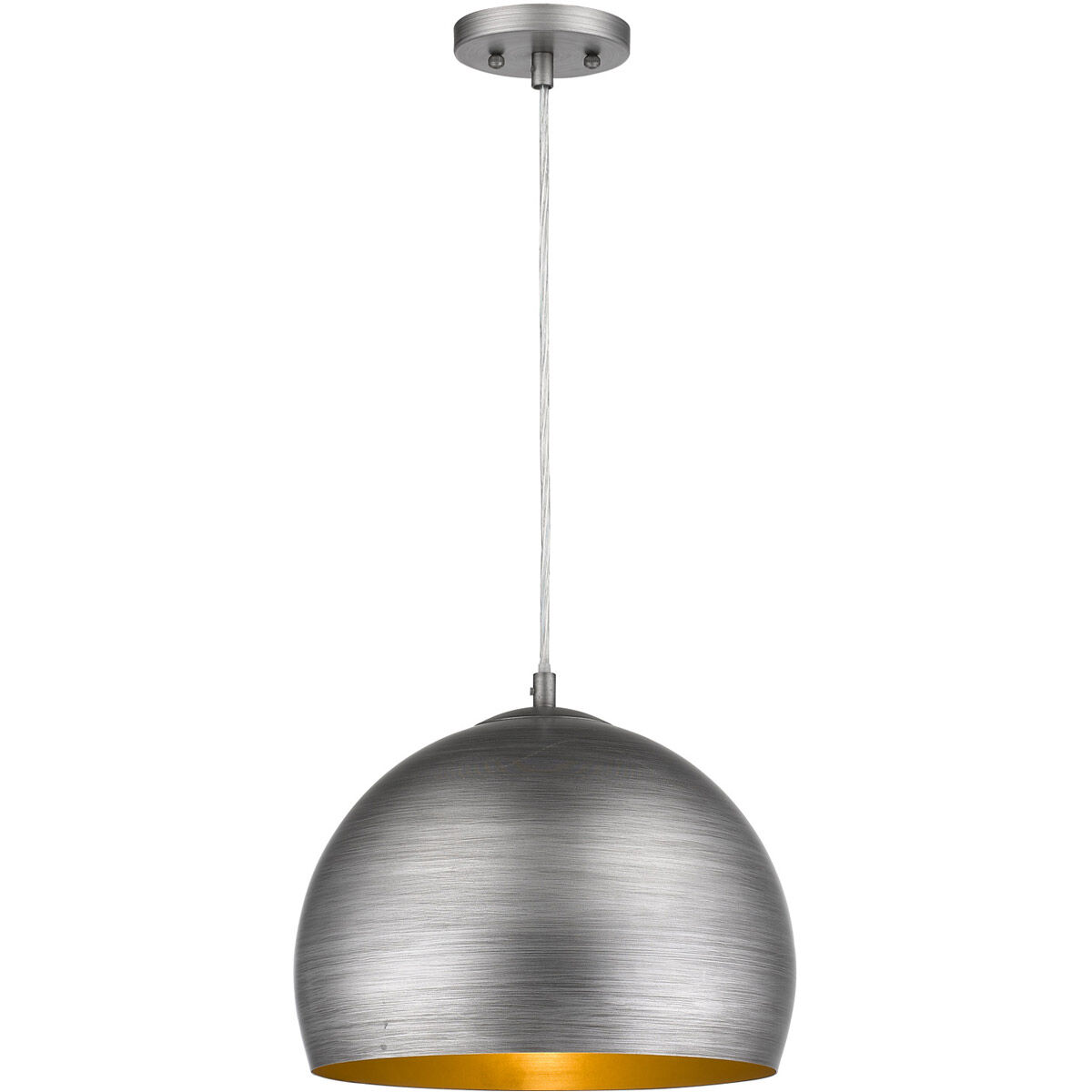 Latitude 1 Light 14 inch Hand Painted Weathered Pewter W/ Gold Interior Pendant/Semi-Flush Ceiling Light