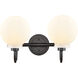 Olivia 2 Light 17 inch Matte Black Bath Vanity Light Wall Light