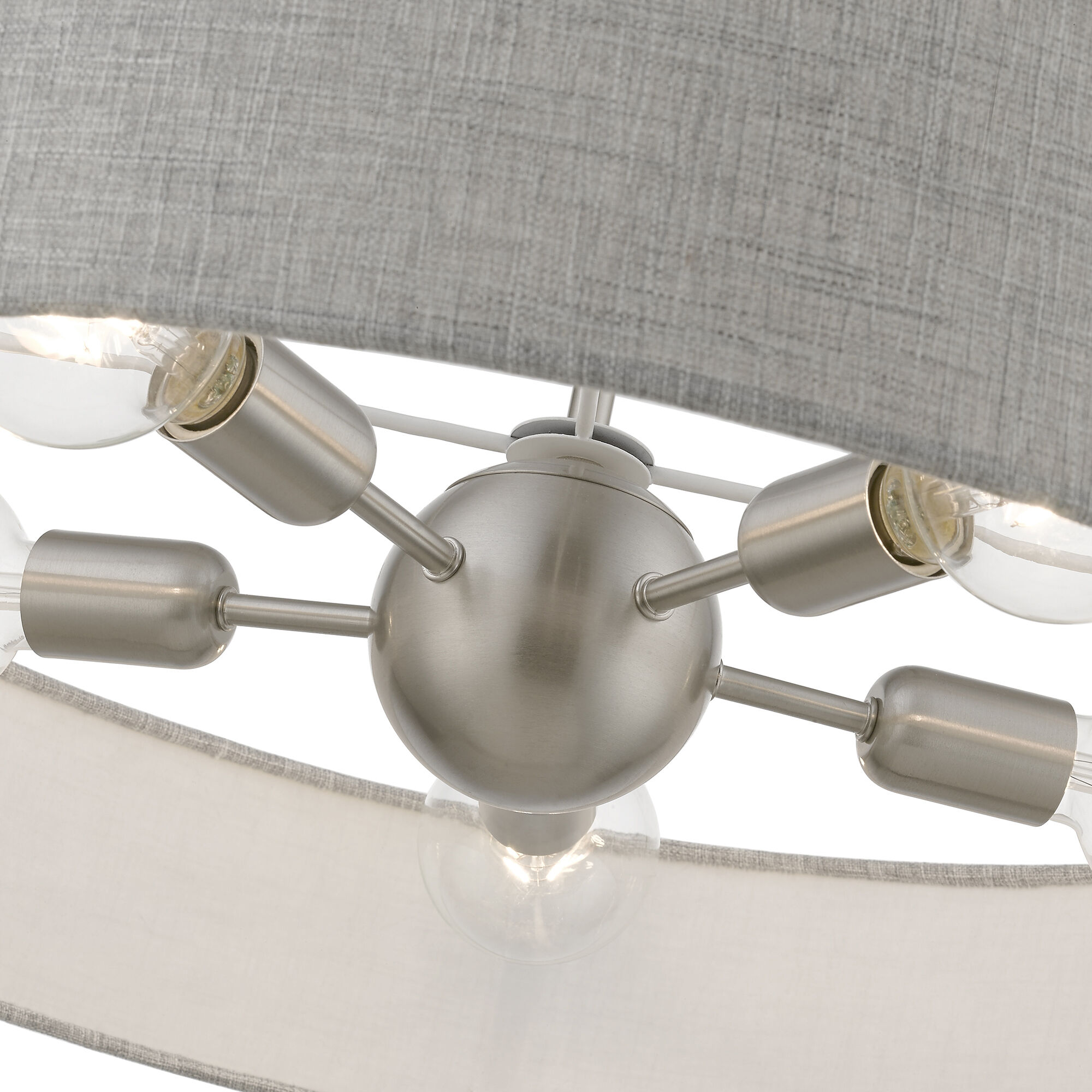 Elmhurst 5 Light 26 inch Brushed Nickel with Shiny White Accents Pendant Ceiling Light, Large