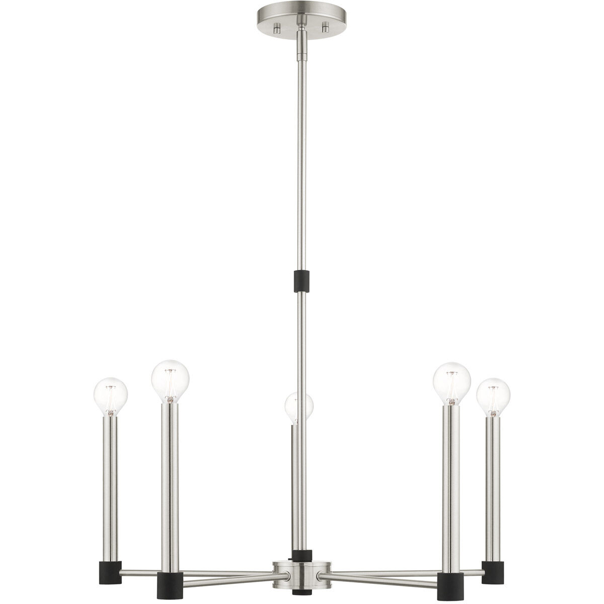 Karlstad 5 Light 24 inch Brushed Nickel with Satin Brass Accents Chandelier Ceiling Light