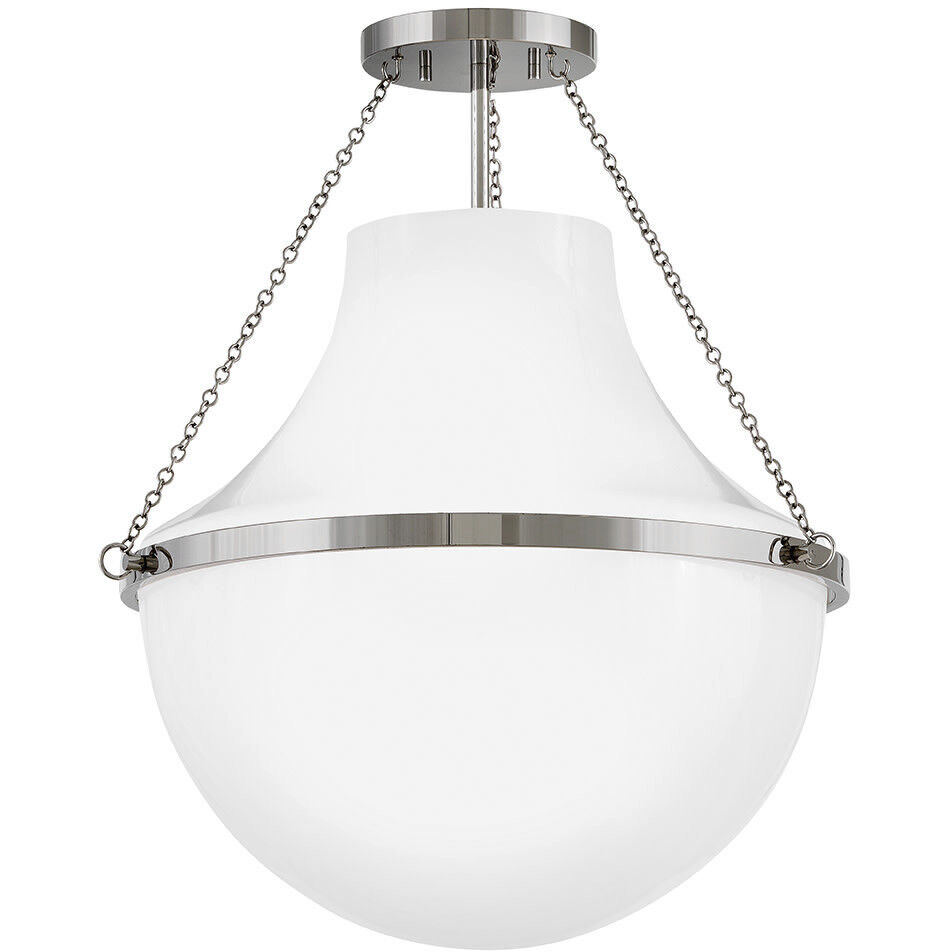 Collins 1 Light 20 inch Polished Nickel Semi-Flush Mount Ceiling Light, Medium