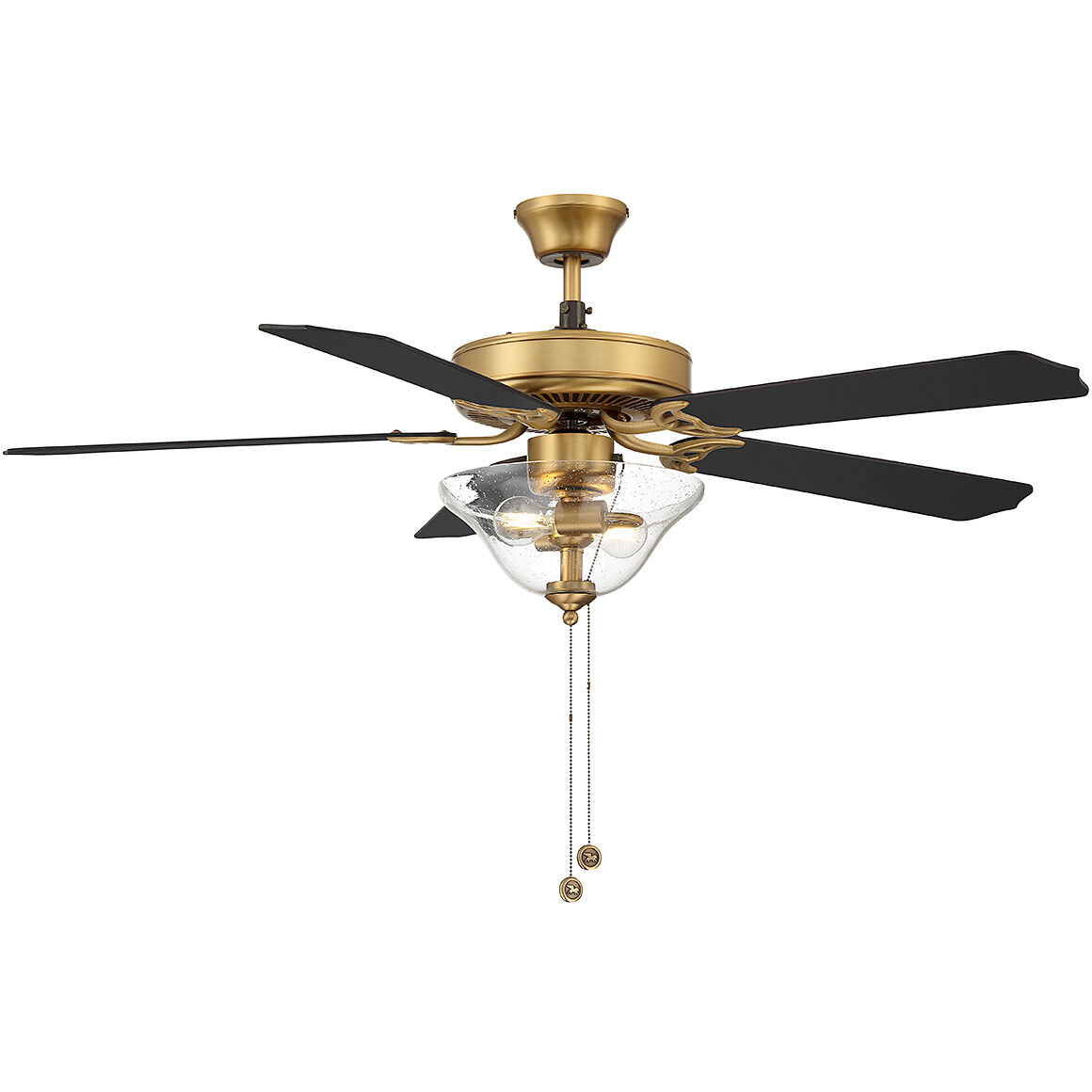 Traditional 52 inch Natural Brass with Walnut and Black Blades Ceiling Fan