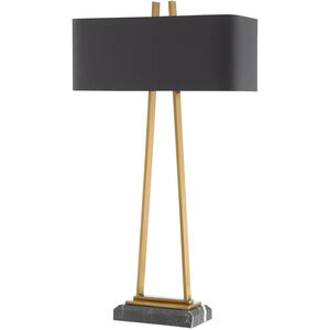 Adorn 32.75 inch 25 watt Antique Brass/Black Table Lamp Portable Light, Large
