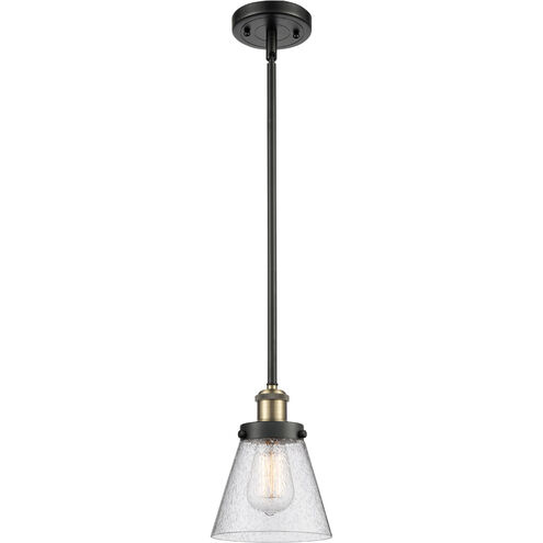 Ballston Small Cone 1 Light 6 inch Black Antique Brass Pendant Ceiling Light in Seedy Glass