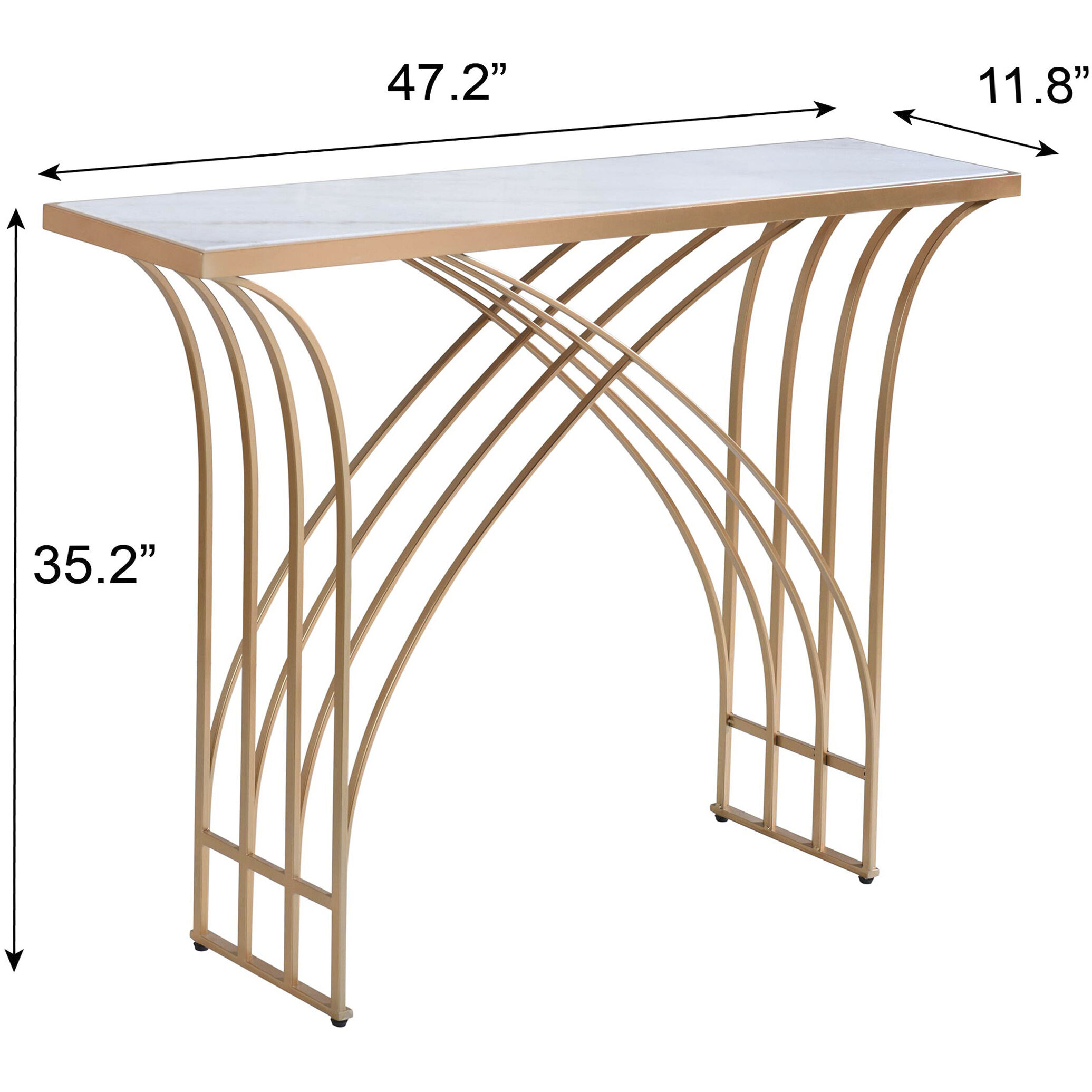 Seraphine 47.2 X 11.8 inch Golden and White Console