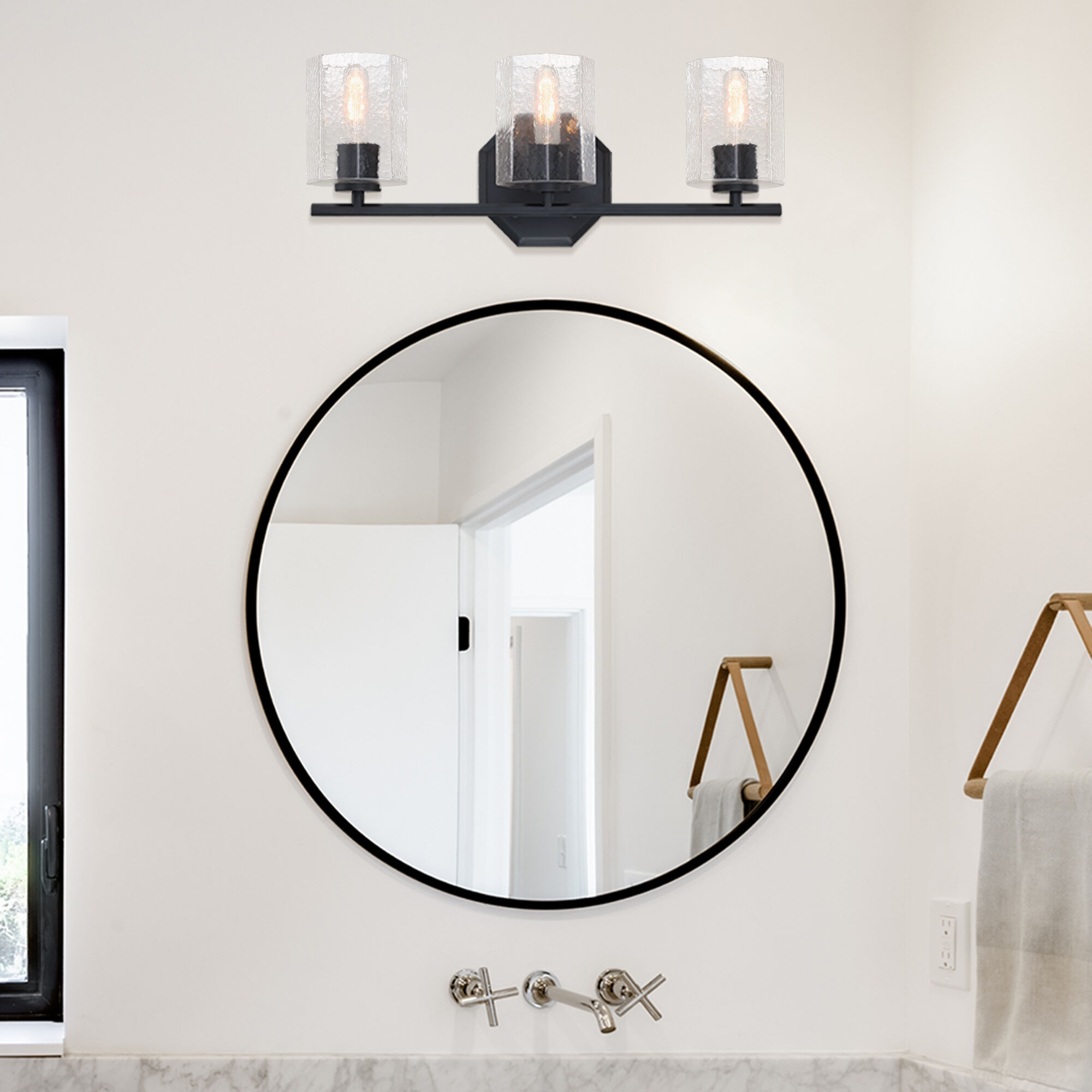 Haven 3 Light 24 inch Matte Black Vanity Light Wall Light