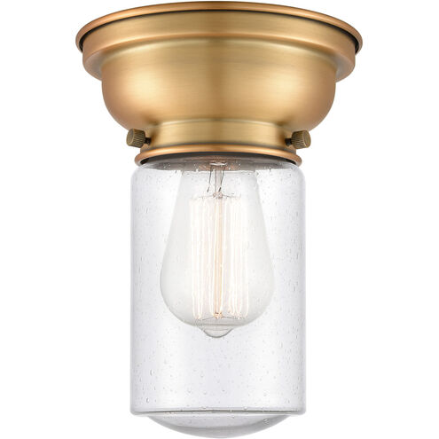 Aditi Dover 1 Light 6 inch Brushed Brass Flush Mount Ceiling Light in Seedy Glass, Aditi