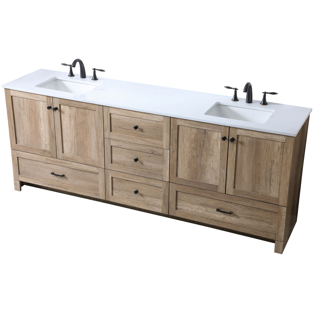 Soma 84 X 19 X 34 inch Natural Oak Vanity Sink Set