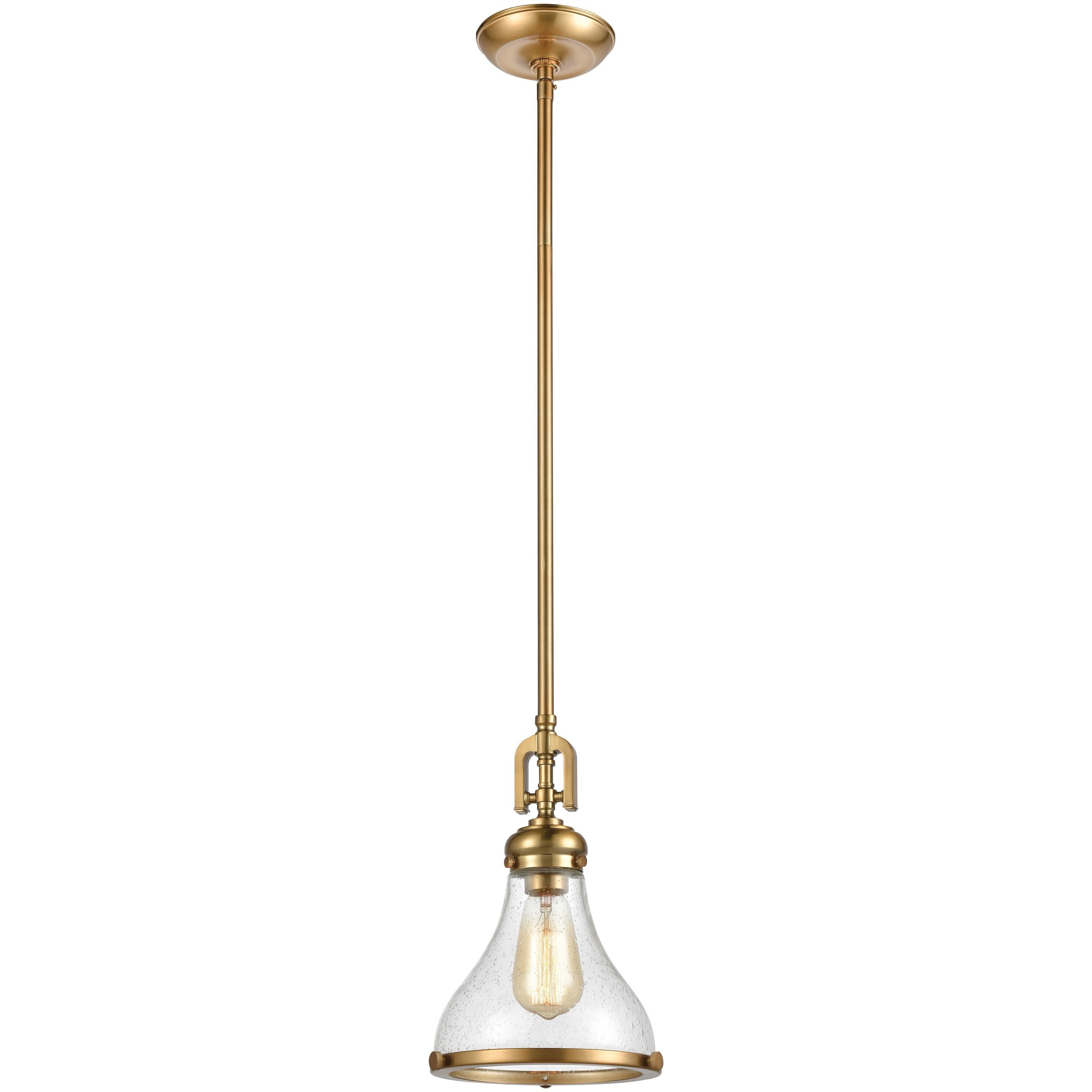 Rutherford 1 Light 9 inch Satin Brass Mini Pendant Ceiling Light