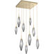 Rock Crystal LED 26.1 inch Gilded Brass Chandelier Ceiling Light in 3000K LED, Chilled Smoke, Square Multi-Port