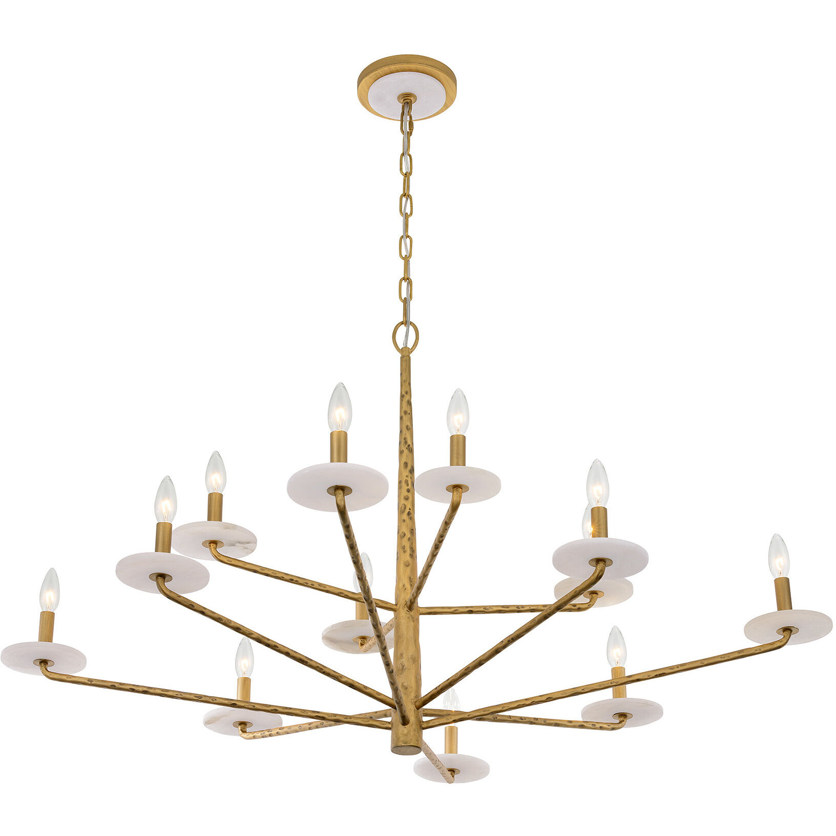 Judi 12 Light 48 inch Distressed Gold Chandelier Ceiling Light