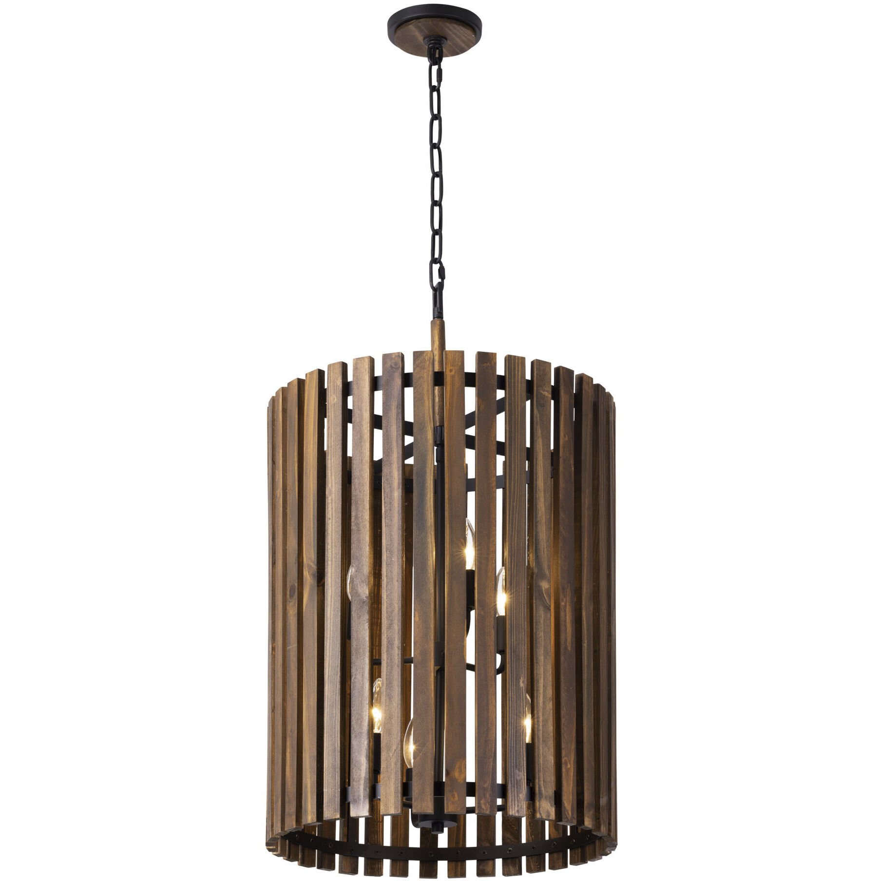 Suratto 6 Light 18 inch Matte Black and Medium Walnut Foyer Pendant Ceiling Light in Matte Black/Medium Walnut