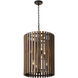 Suratto 6 Light 18 inch Matte Black and Medium Walnut Foyer Pendant Ceiling Light in Matte Black/Medium Walnut