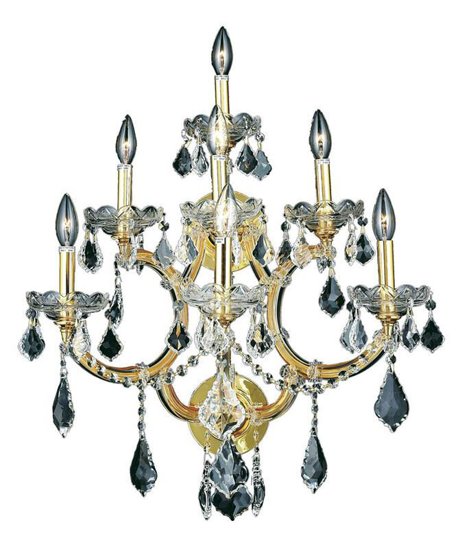 Maria Theresa 7 Light 22 inch Gold Wall Sconce Wall Light in Clear, Royal Cut