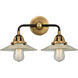 Nouveau 2 Halophane 2 Light 17 inch Black Antique Brass and Matte Black Bath Vanity Light Wall Light in Clear Halophane Glass