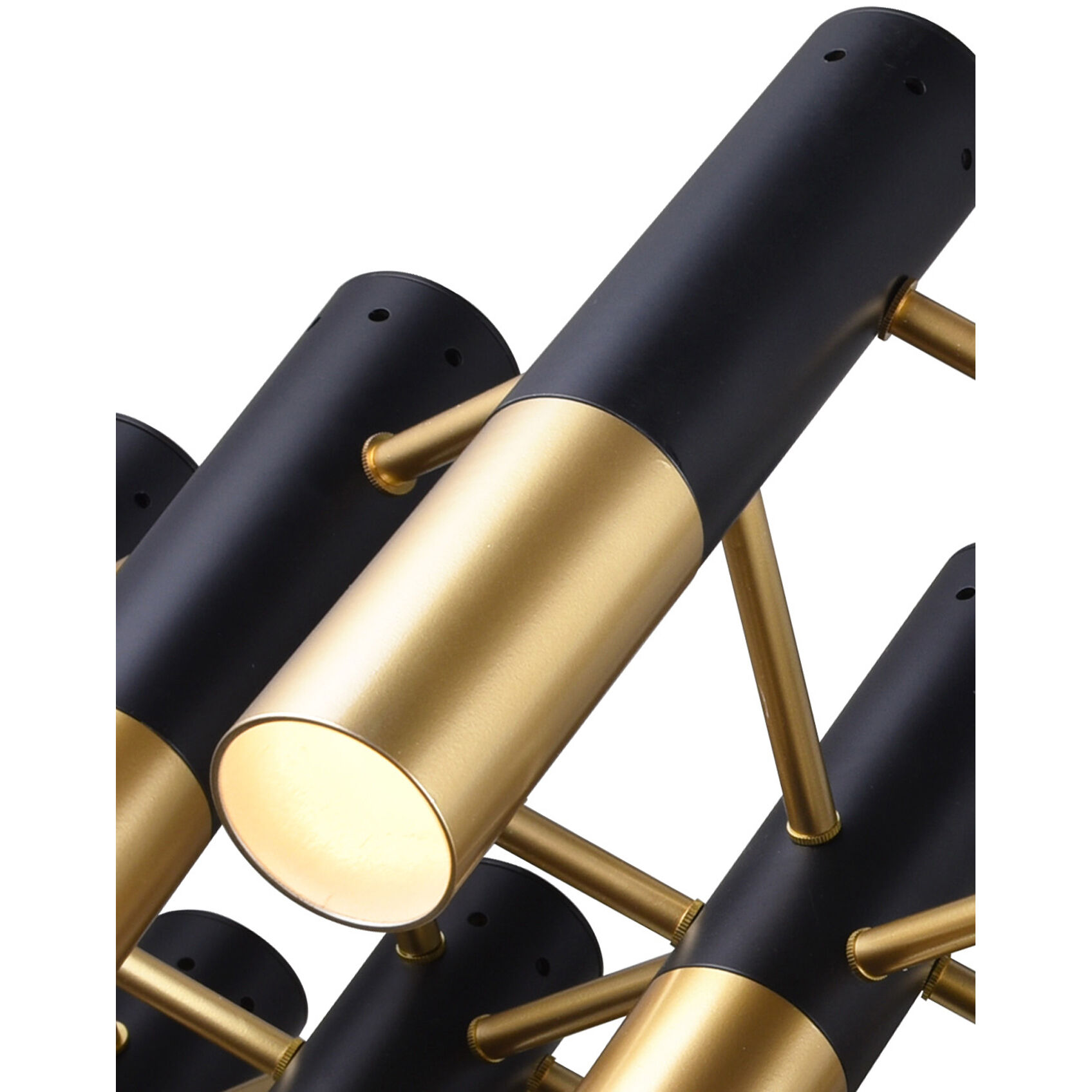 Anem 19 Light 26 inch Matte Black and Satin Gold Down Chandelier Ceiling Light