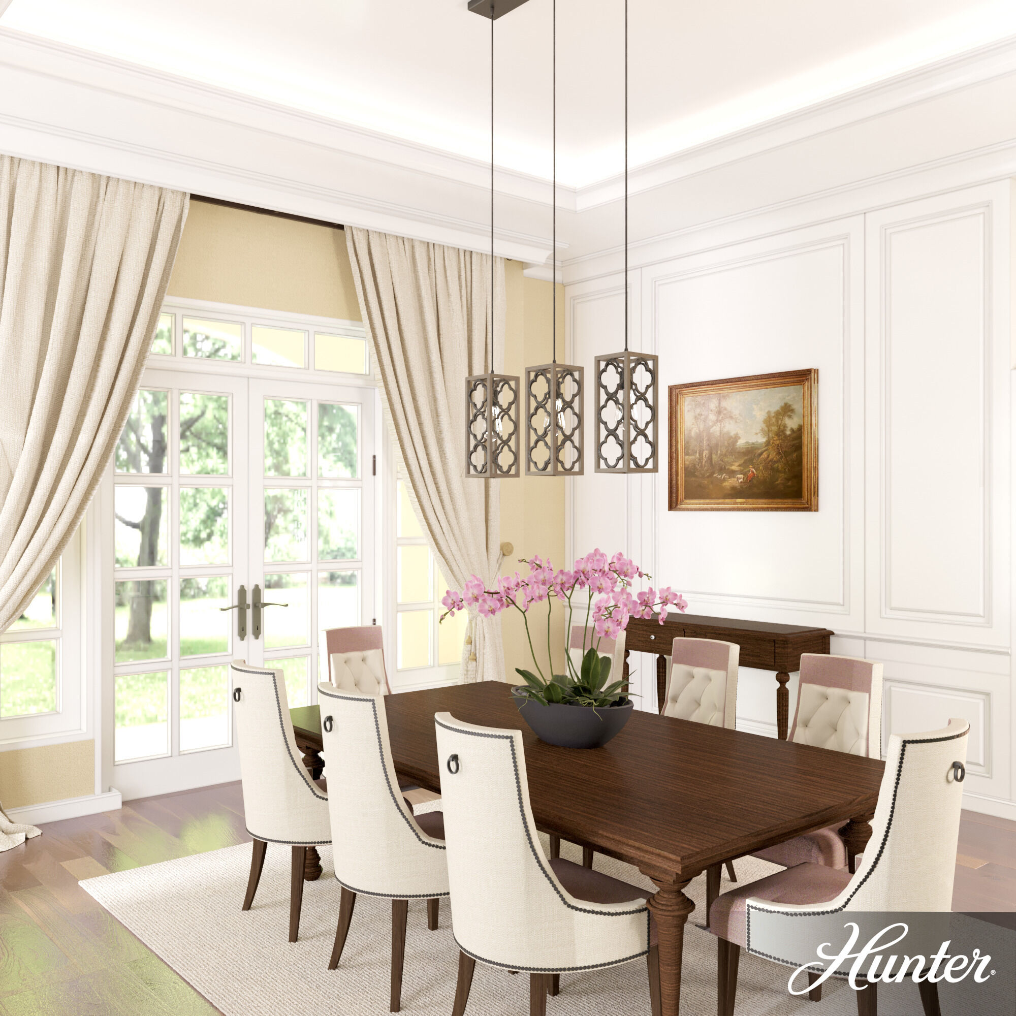 Gablecrest 3 Light 5 inch French Oak Linear Cluster Pendant Ceiling Light