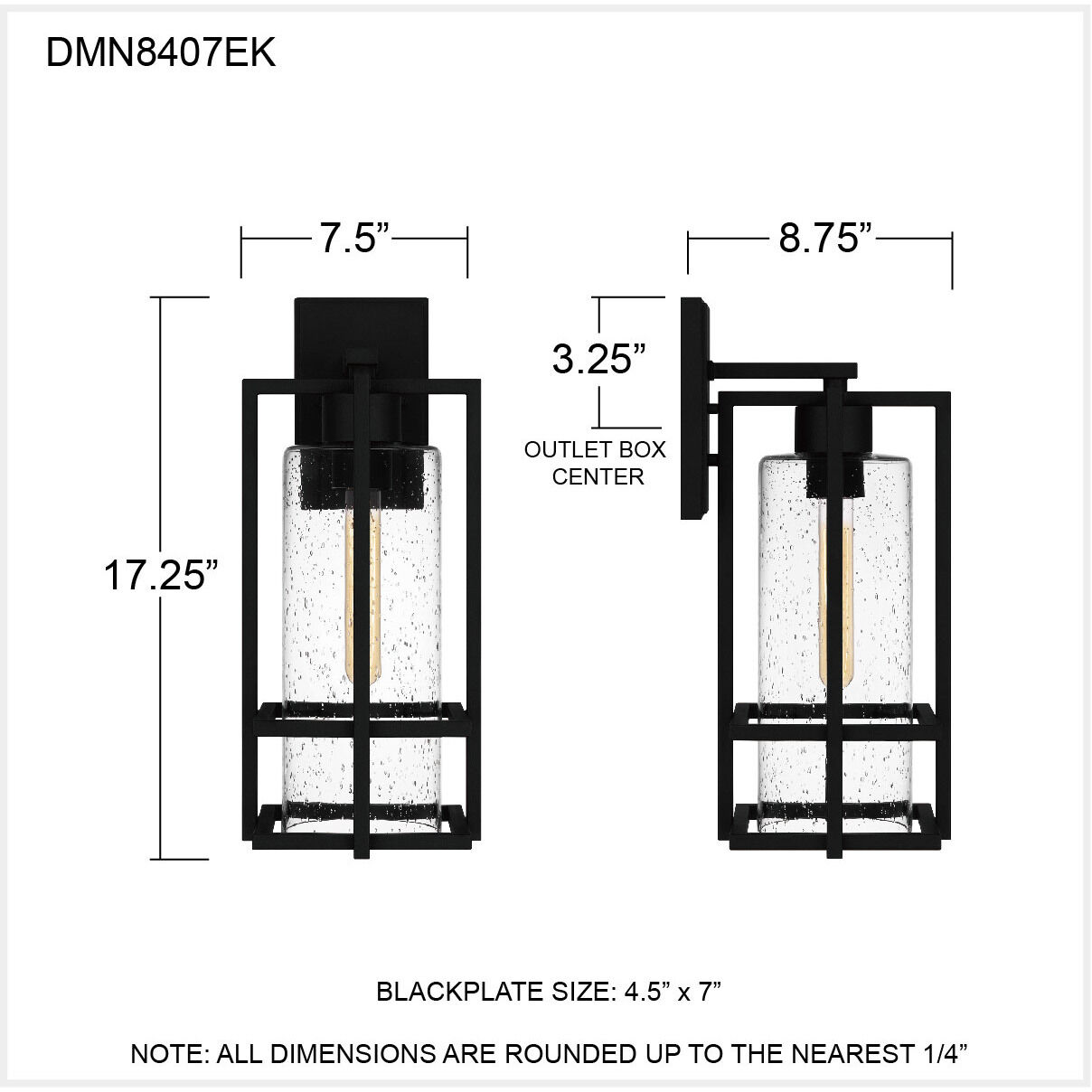 Damien 1 Light 17 inch Earth Black Outdoor Wall Lantern