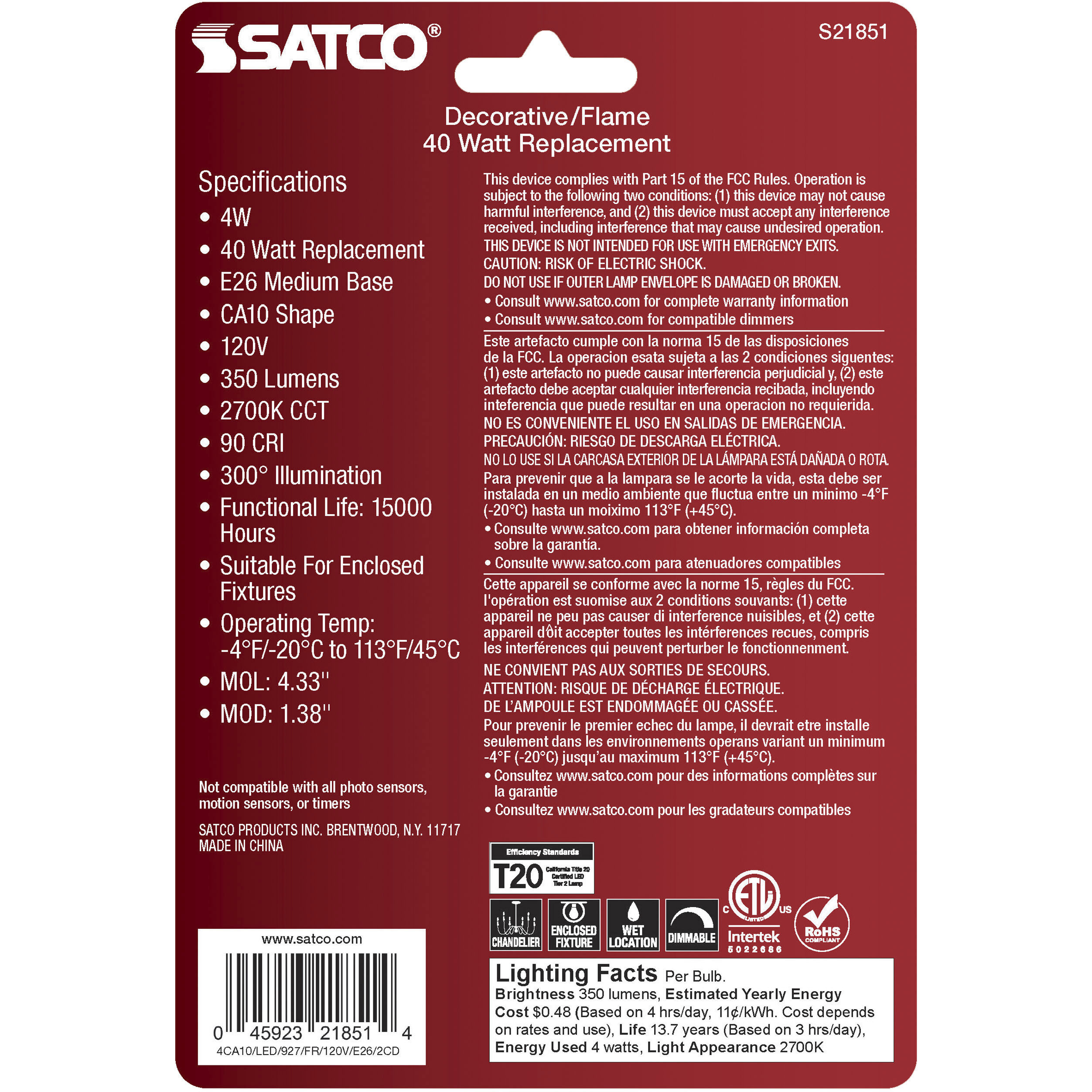 Lumos LED Medium 4 watt 120 2700K LED Filament, LED Filament