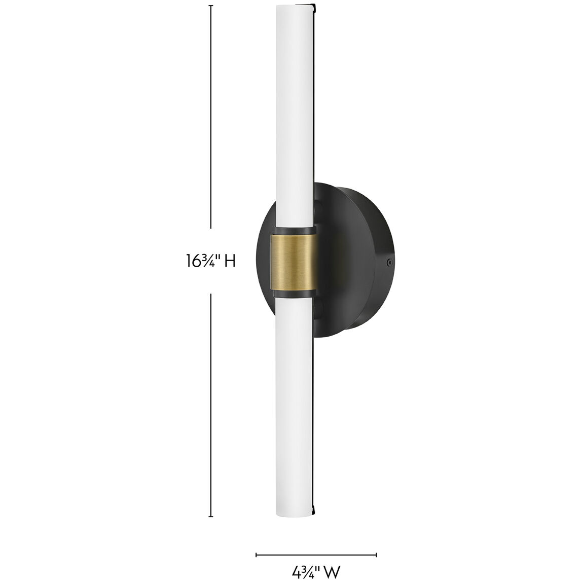 Kai 16.75 inch Black with Lacquered Brass Accents Bath Light Wall Light, Linear