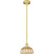 Edison Bristol Natural II 1 Light 9 inch Satin Gold Mini Pendant Ceiling Light