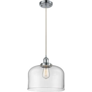 Ballston X-Large Bell 1 Light 12 inch White and Polished Chrome Mini Pendant Ceiling Light in Clear Glass