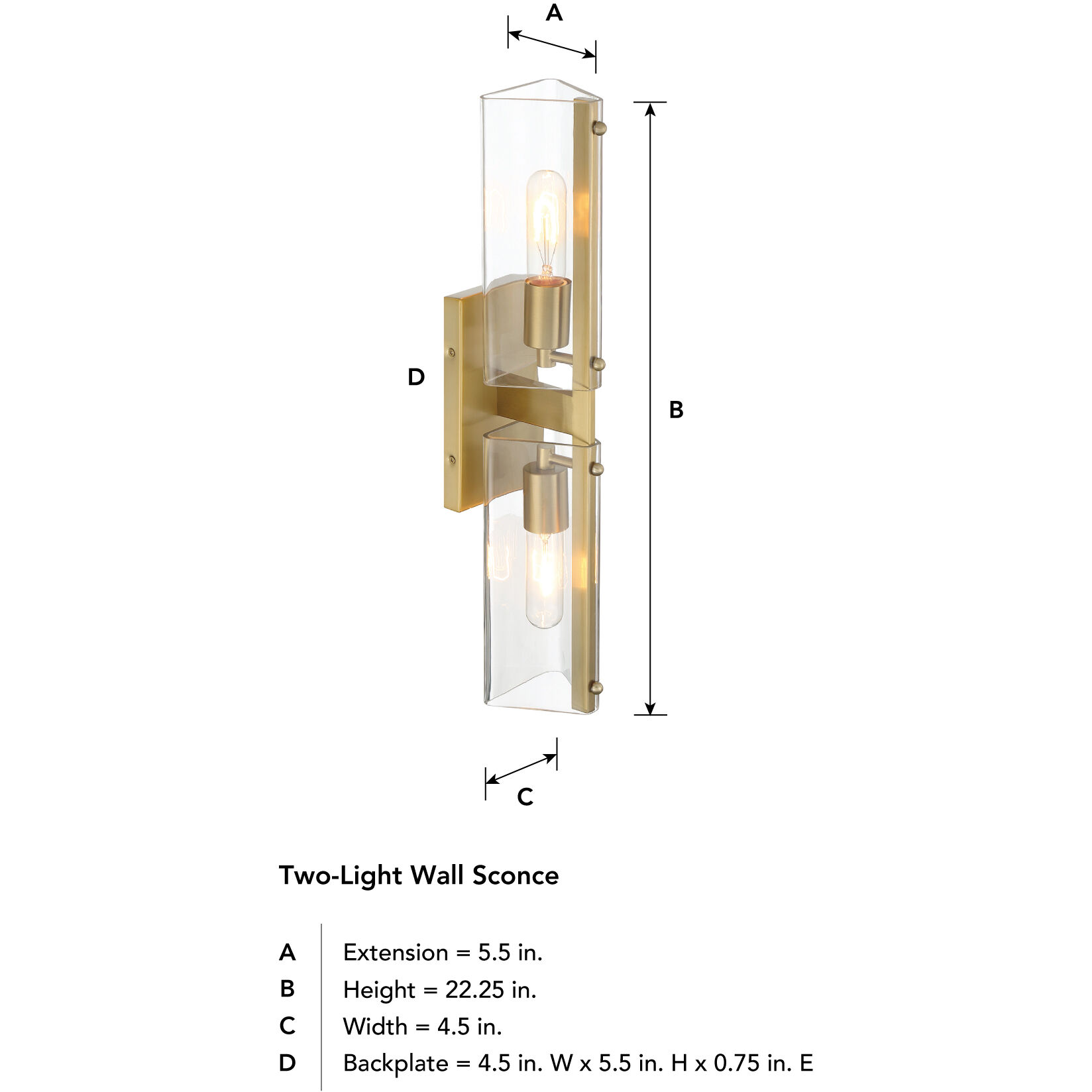 Latitude 2 Light 4.5 inch Brushed Gold Wall Sconce Wall Light
