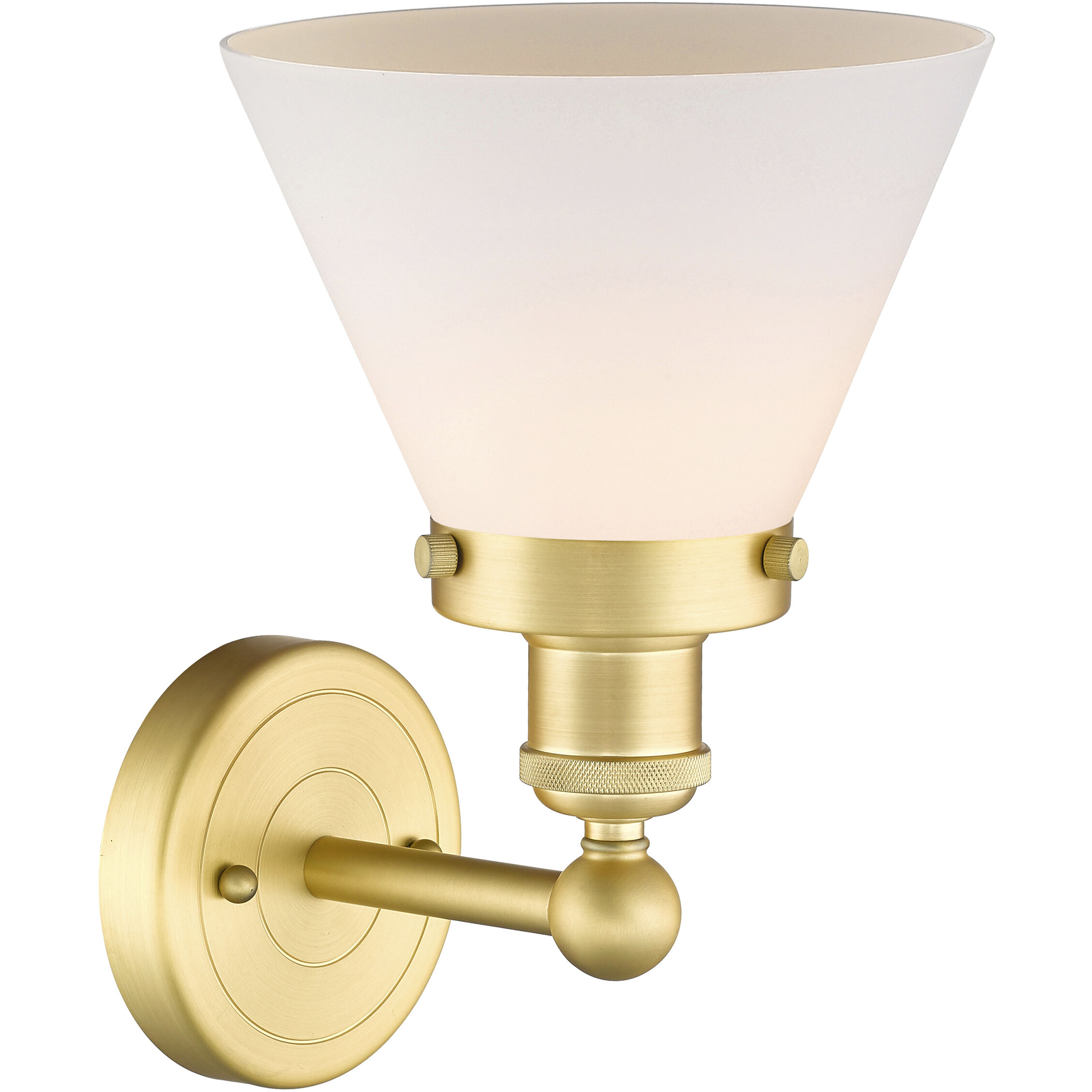 Cone 1 Light 7.75 inch Satin Gold Sconce Wall Light in Matte White Glass, Large