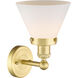 Cone 1 Light 7.75 inch Satin Gold Sconce Wall Light in Matte White Glass, Large