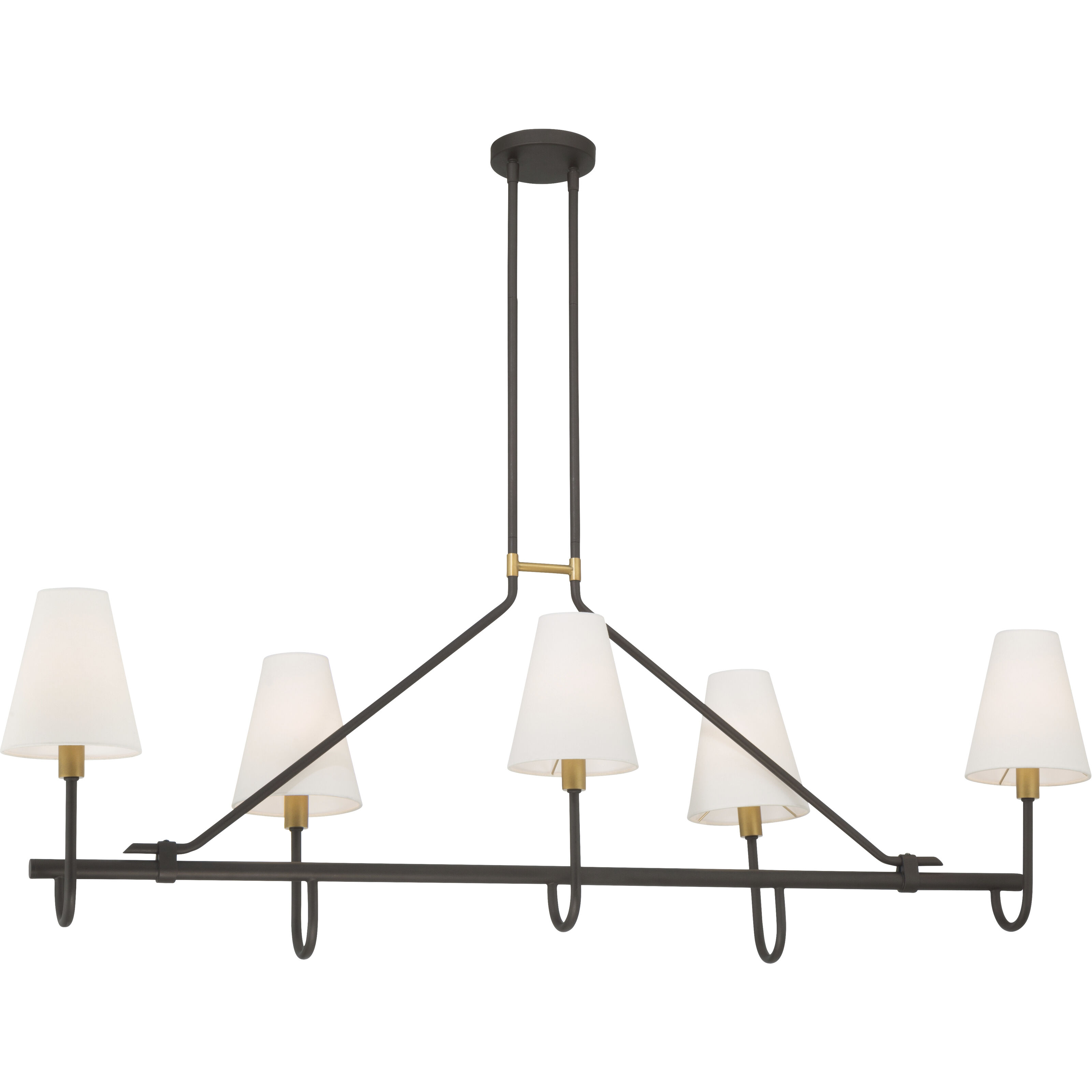 Bellforge 5 Light 51 inch Legacy Brass and Dark Bronze Linear Chandelier Ceiling Light